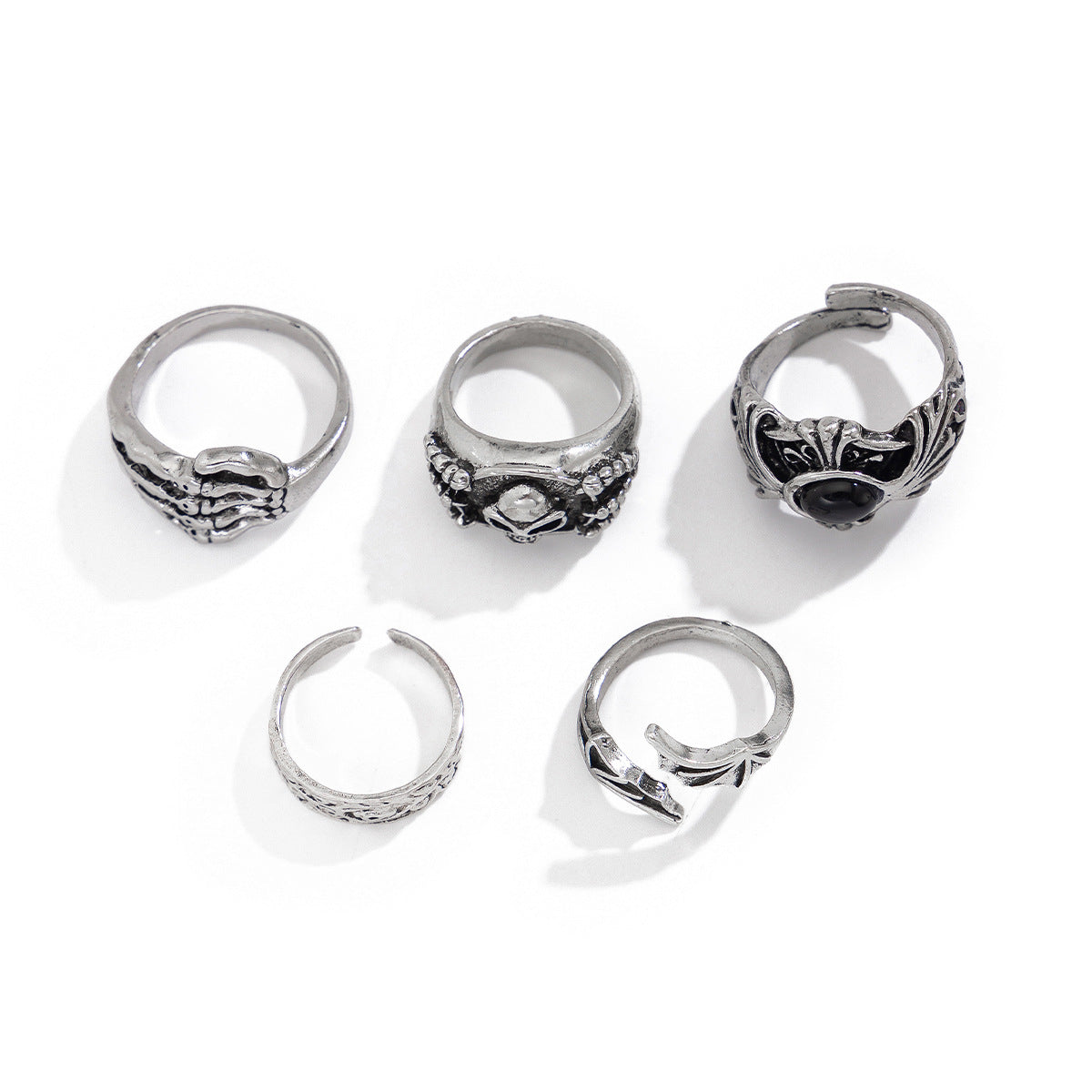 Wholesale  men's Gothic skull gemstone ring hip-hop style